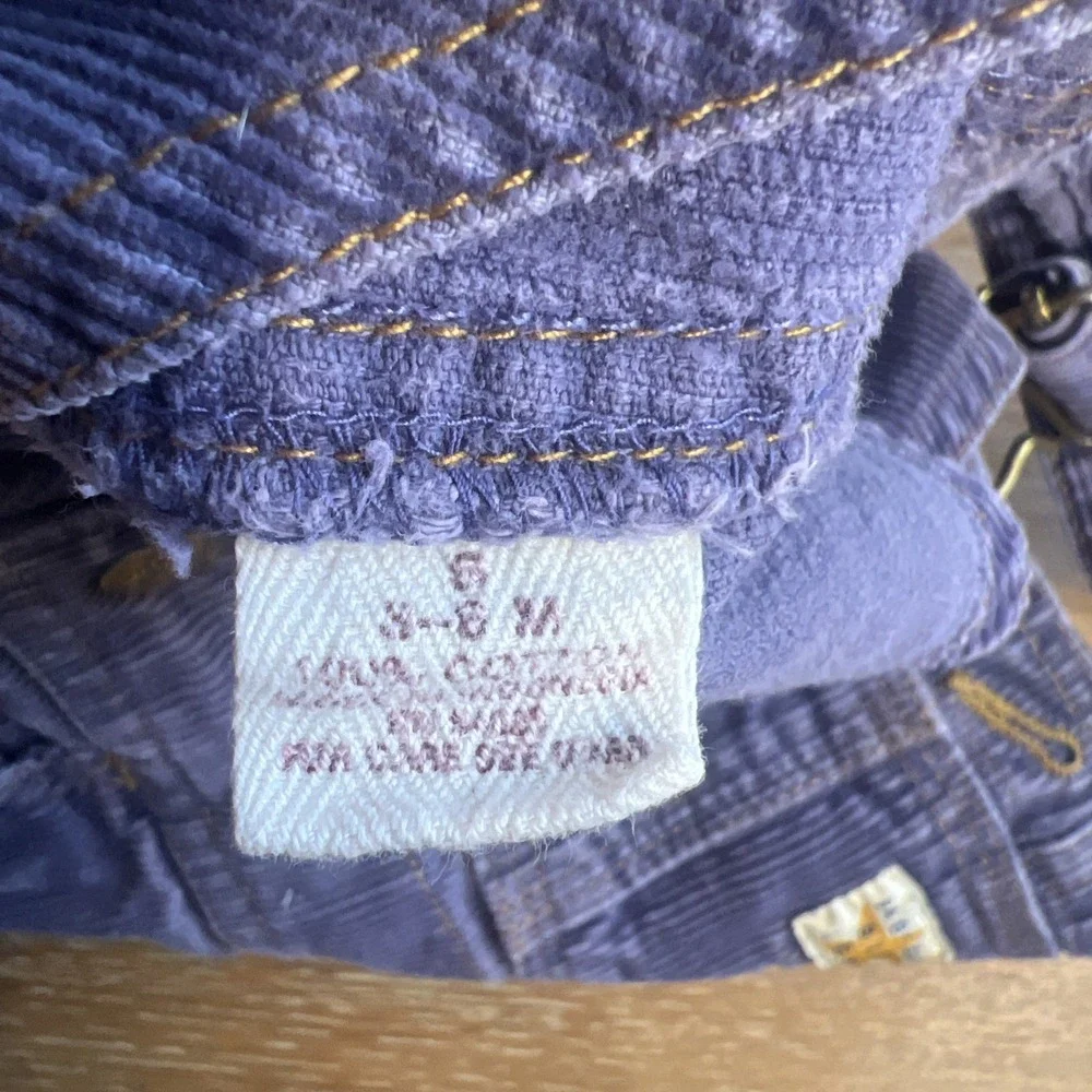 Vintage Baby‎ Gap Blue Jeans Infant 3-6 Mos Corduroy Overalls Snap Crotch Purple - Picture 7 of 8